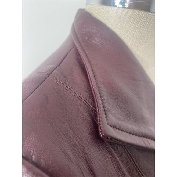 JLC New York Women Leather Coat Size L Buttery Soft Jacket Burgandy Maroon - Picture 8 of 10